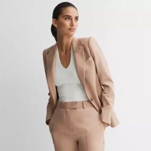 Unworn Reiss Marlie Single Breasted Wool Blend Blazer in Camel